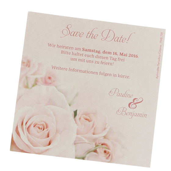 Romantische Save the Date Karten "Rosenhochzeit"