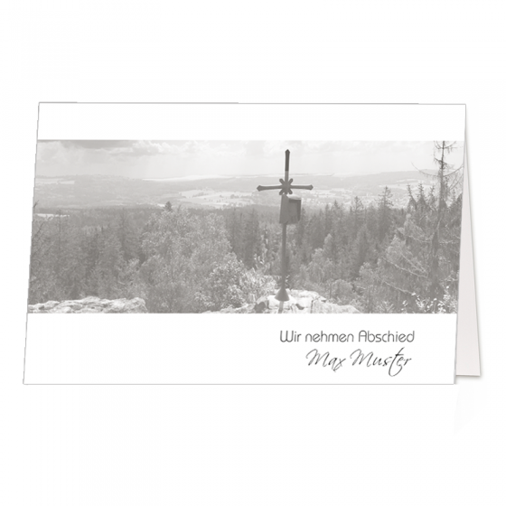 Stimmungsvolle Trauerkarten "Bergkreuz" mit Bergmotiv