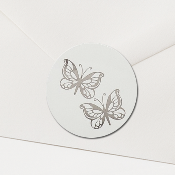 Briefsiegel "silberne Schmetterlinge" - mit festlicher Silberfolienprägung