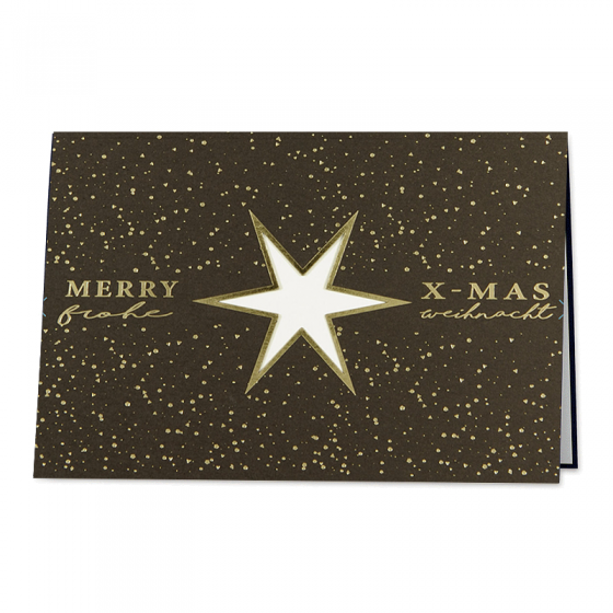 Braune Weihnachtskarten mit edler Goldfolienprägung & Formstanzung (Stern)