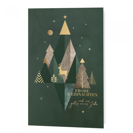 Weihnachtskarten mit edler Goldfolienprägung & mordernen Weihnachtsbäumen