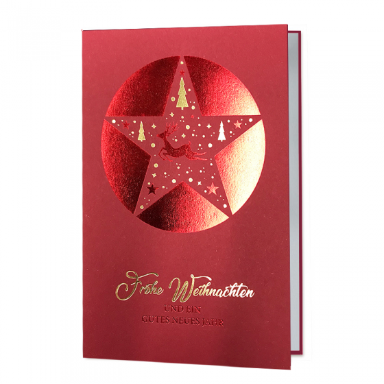 Rote Weihnachtskarten im edlen Design mit Lesezeichen zum herausnehmen