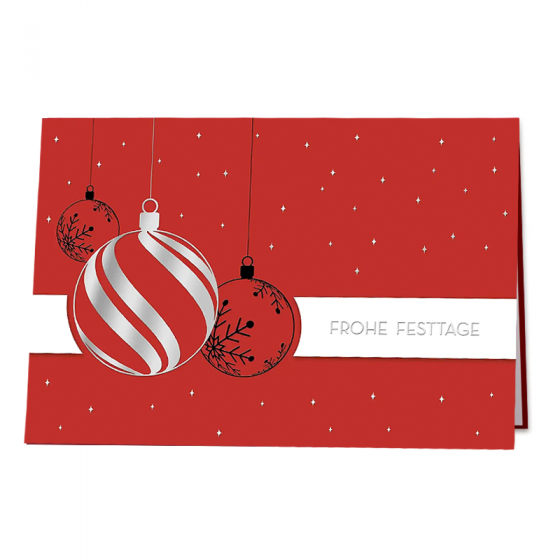 Weihnachtskarten "Rot" mit edler Silberfolienprägung im klassischen Design.
